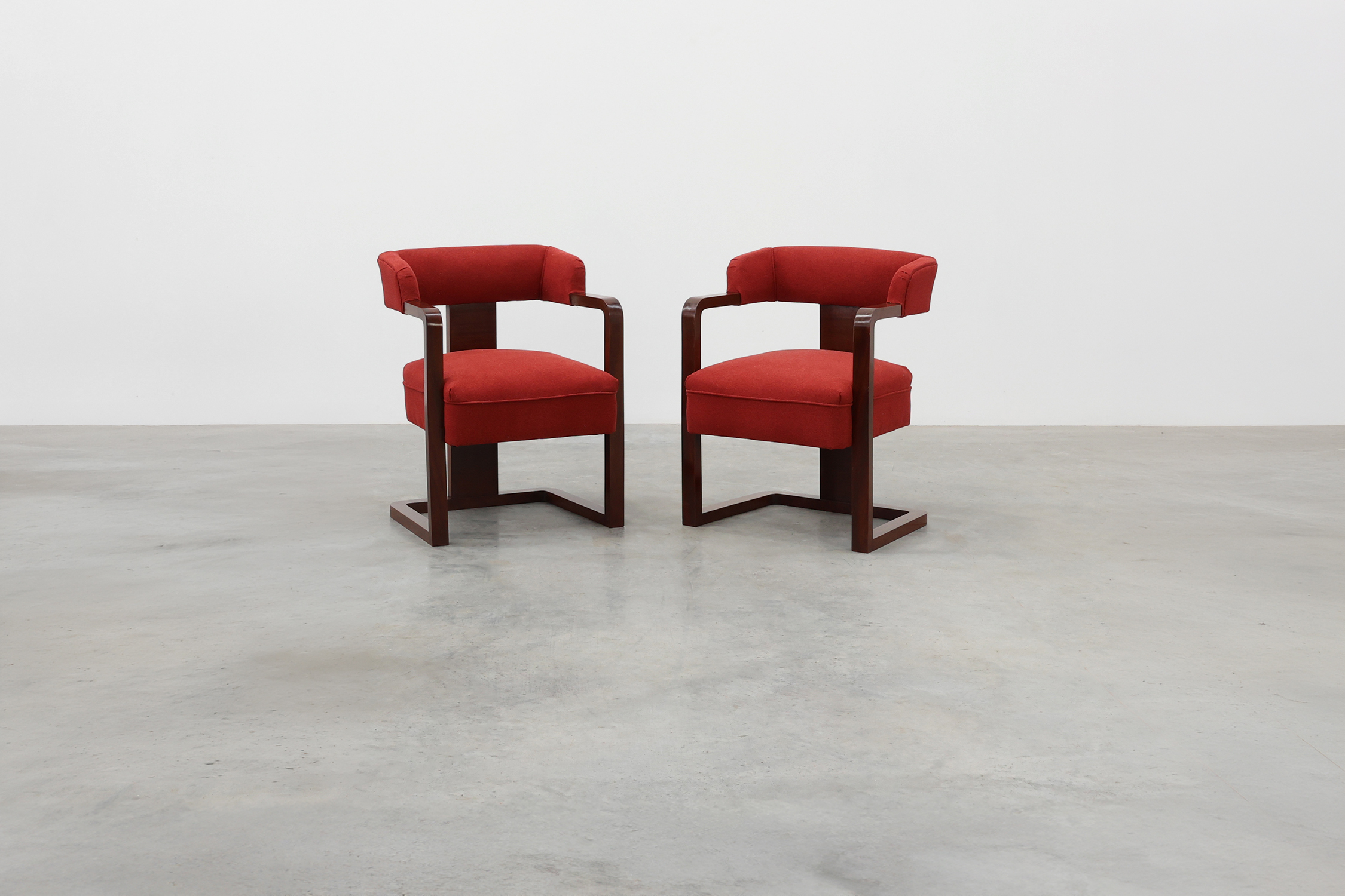 Ensemble of Two Art Deco Chairs with Matching Stool, Belgium ca. 1920 thumbnail